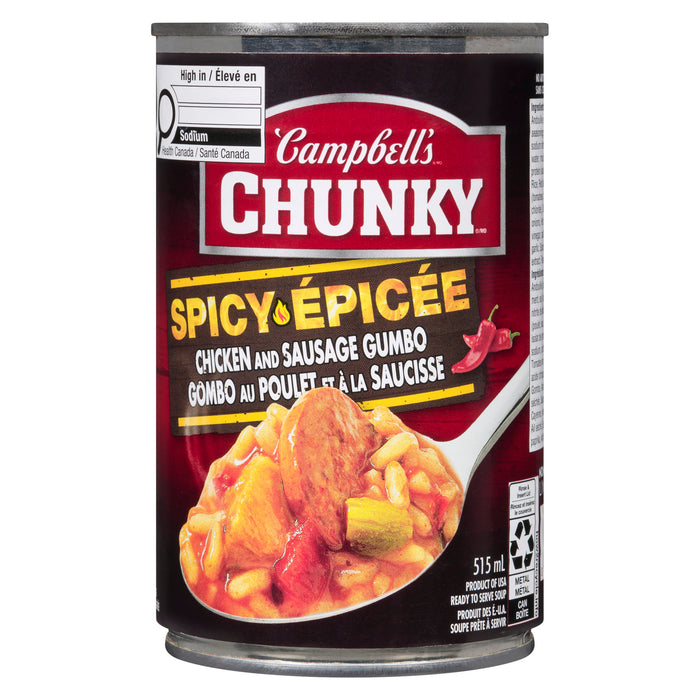 Soupe prête à servir Gombo au poulet et à la saucisse Campbell’sMD ChunkyMD Épicée, 515 ml