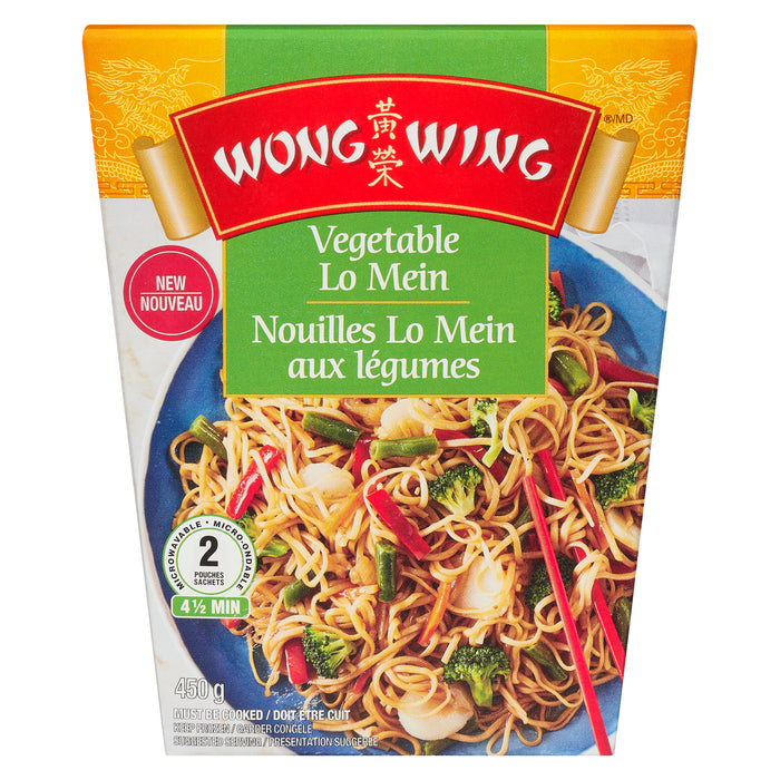 Repas surgelé nouilles lo mein aux légumes Wong Wing, 450 g