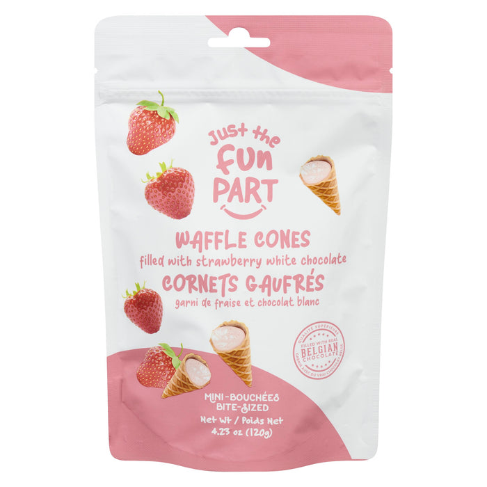 Just The Fun Part Waffle Cones Filled with Strawberry White Chocolate Bite-Sized, 120 g