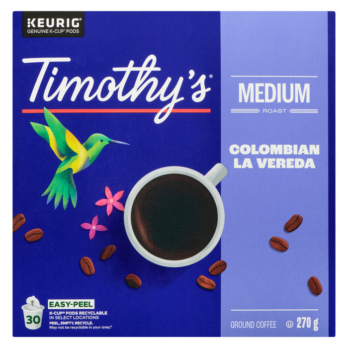 Timothy's Café Moulu Torréfaction Moyenne Colombien la Vereda, emb. de 12, 270 g