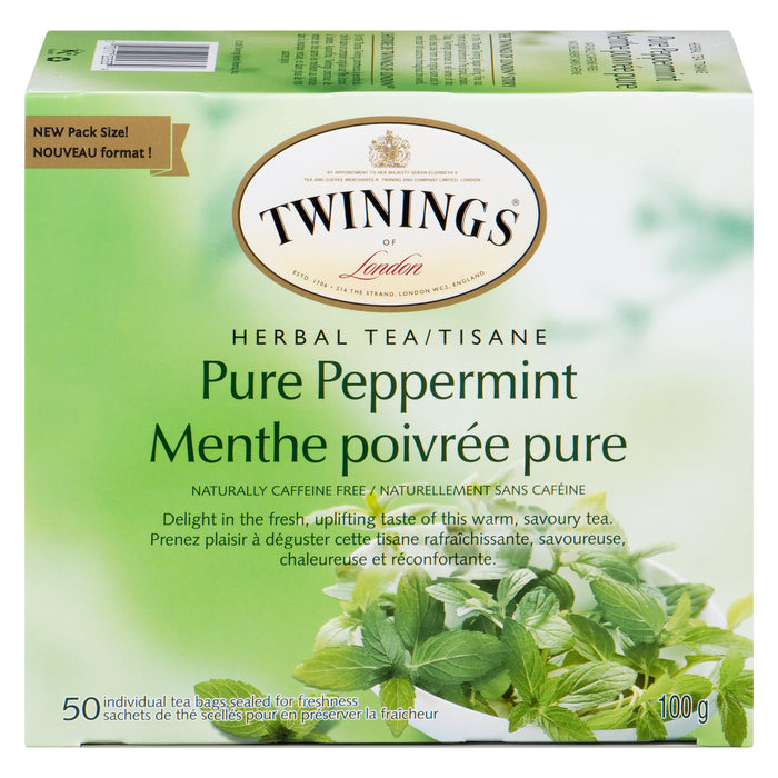 Twinings of London Tisane Menthe Poivrée Pure, 50 Sachets