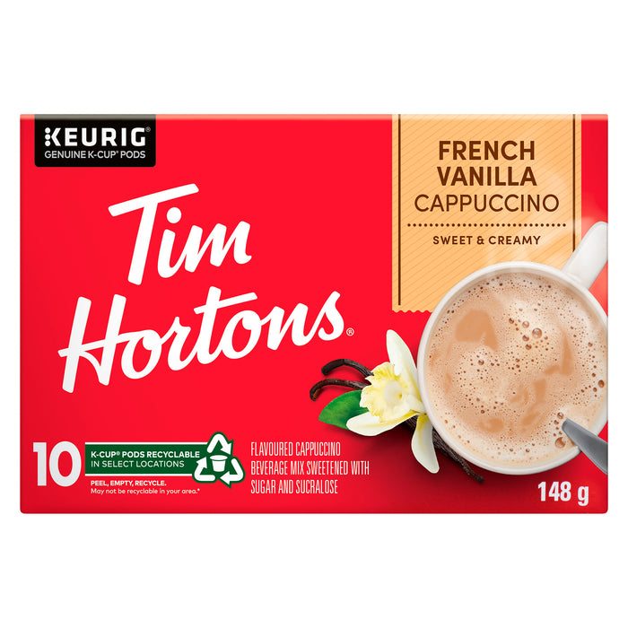 Tim Hortons French Vanilla Cappuccino Sweet & Creamy, 10 K-Cup Pods, 148 g