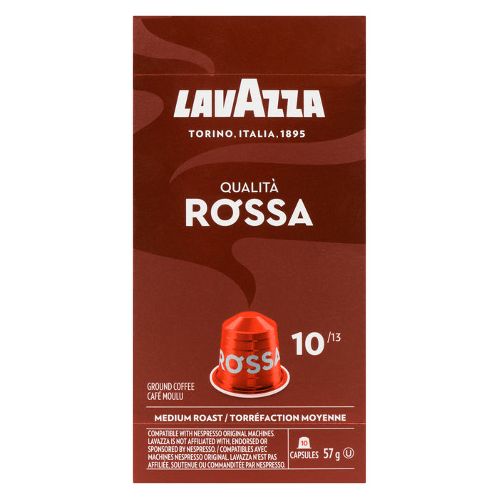 Lavazza Qualità Rossa Medium Roast Ground Coffee, 10-Capsules, 57 g