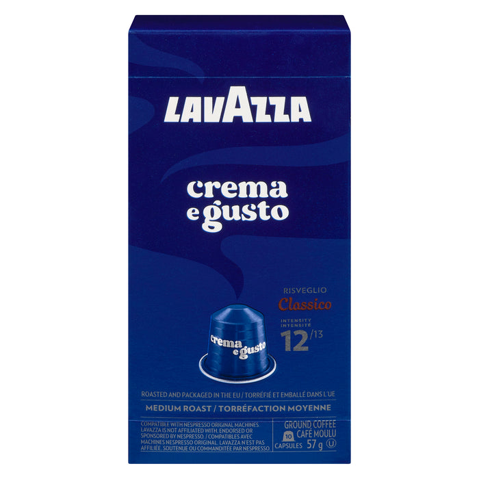 Lavazza Crema e Gusto Café Moulu Risveglio Classico Torréfaction Moyenne, 10-Capsules, 57 g