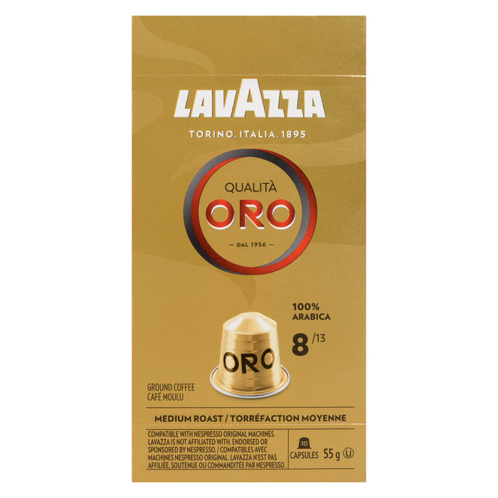 Lavazza Qualità Oro Medium Roast Ground Coffee, 10-Capsules, 55 g