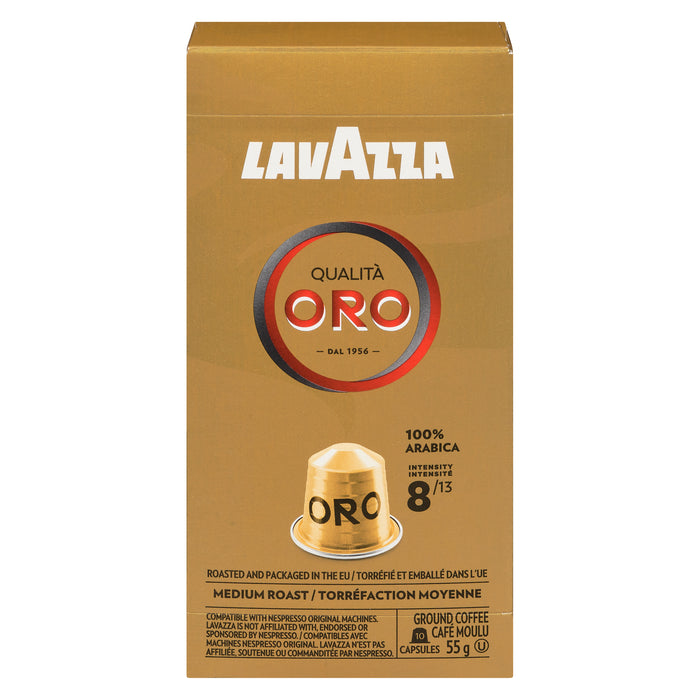 Lavazza Qualità Oro Medium Roast Ground Coffee, 10-Capsules, 55 g