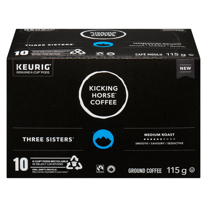Kicking Horse Coffee Café Moulu Three Sisters Torréfaction Moyenne 10 Capsules K-Cup, 115-g