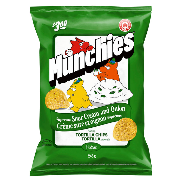 Chips tortilla Munchies assaisonnées Crème sure et oignon suprêmes, 245 g