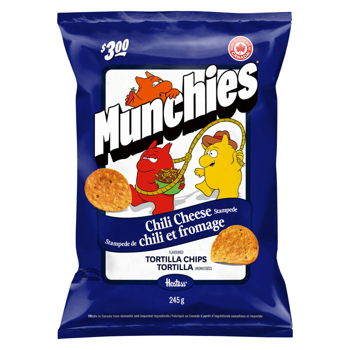 Chips tortilla Munchies assaisonnées Stampede de chili et fromage, 245 g