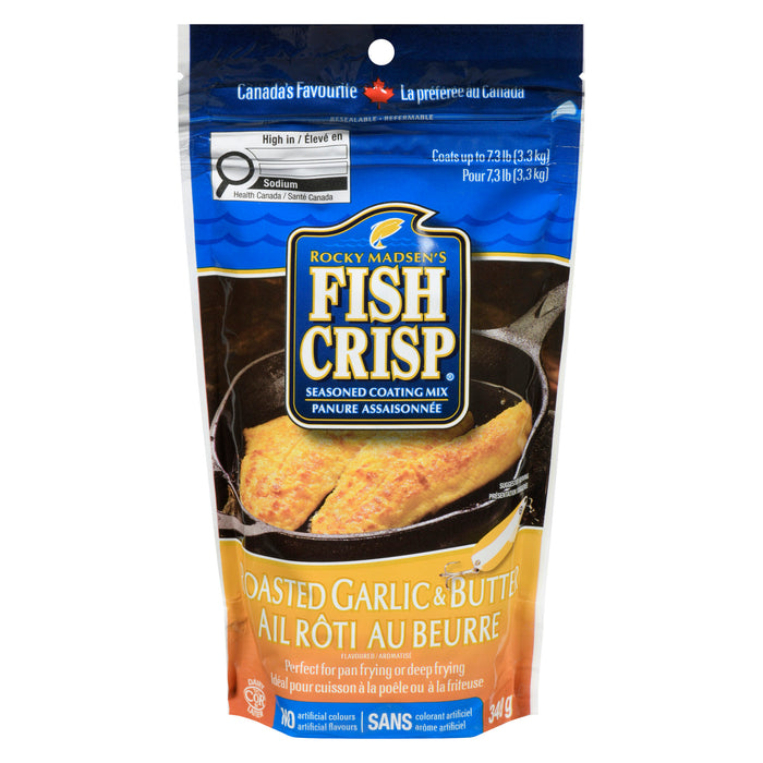 Rocky Madsen's Fish Crisp Seasoned Coating Mix Roasted Garlic & Butter Flavoured, 340 g