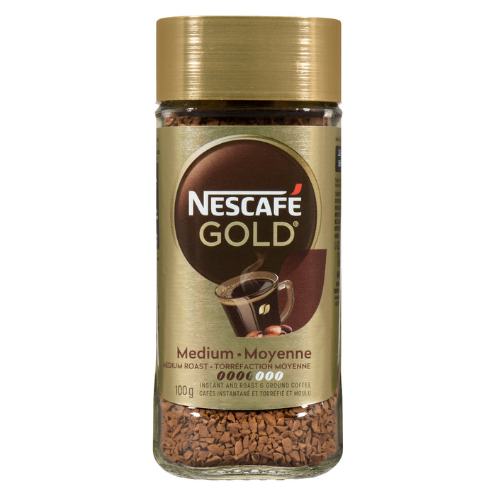 NESCAFÉ GOLD Cafés Instantané et Torréfié et Moulu Torréfaction Moyenne, 100 g