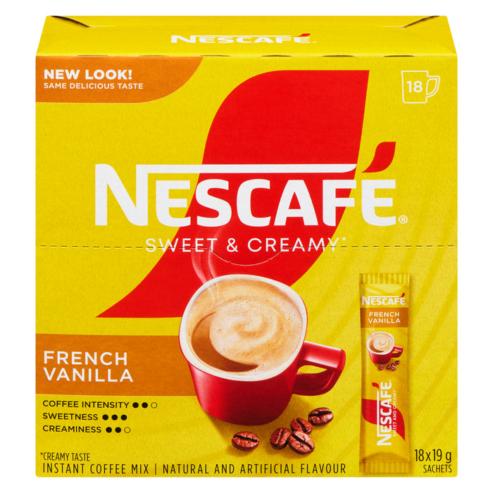 Nescafé Crémeux et sucré Vanille française, 18-Paq