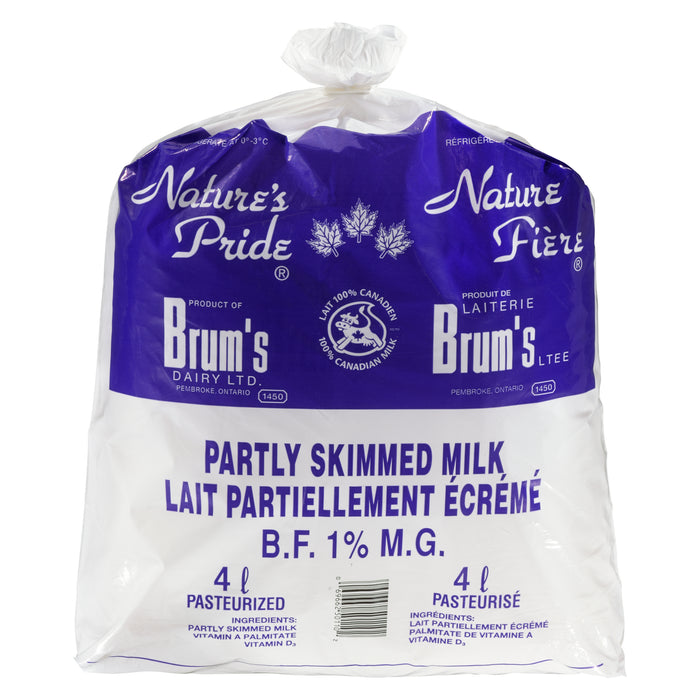 Laiterie Brum's Lait Partiellement Écrémé 1% M.G., 4 L