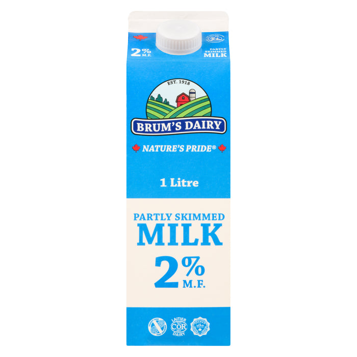 Brum's Dairy Lait Partiellement Écrémé 2% M.G., 1 L