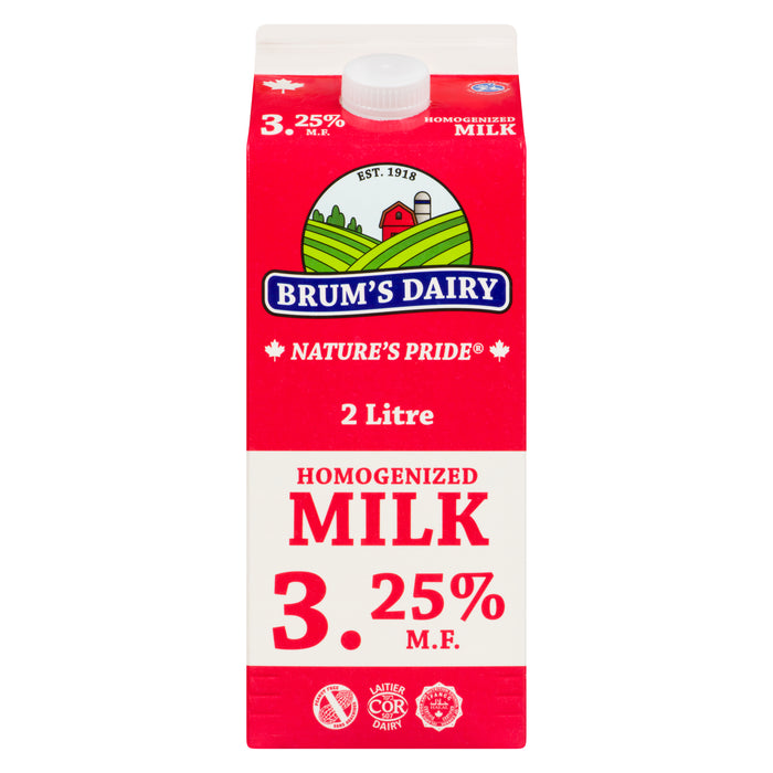 Brum's Dairy Homogenized Milk 3.25% M.F., 2-L