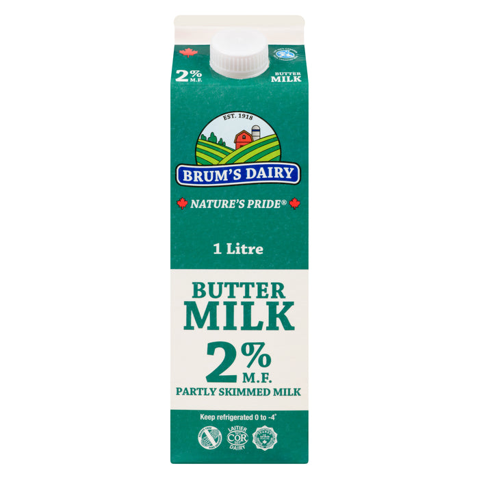Brum's Dairy Butter Milk Partly Skimmed Milk 2% M.F., 1-L