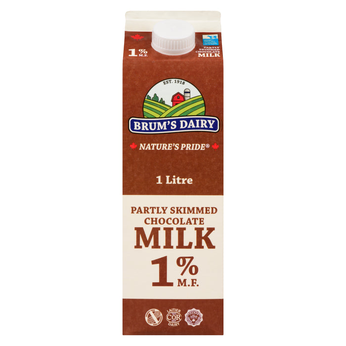 Brum's Dairy lait partiellement écrémé au chocolat 1% M.G., 1 L