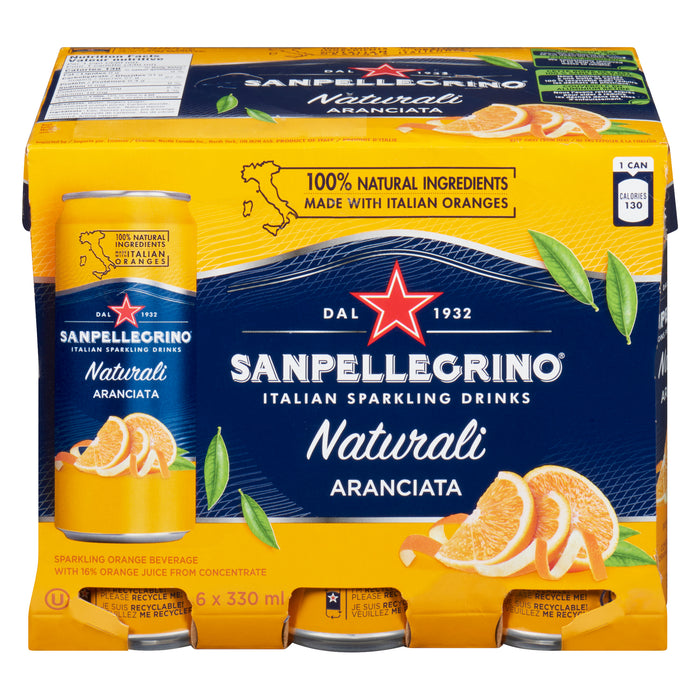 Sanpellegrino Aranciata Boisson Pétillante à l'Orange, emb. de 6, 330 ml