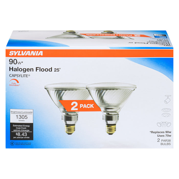 Sylvania 90W Dimmable Halogen Flood Bulbs, 2-Pack