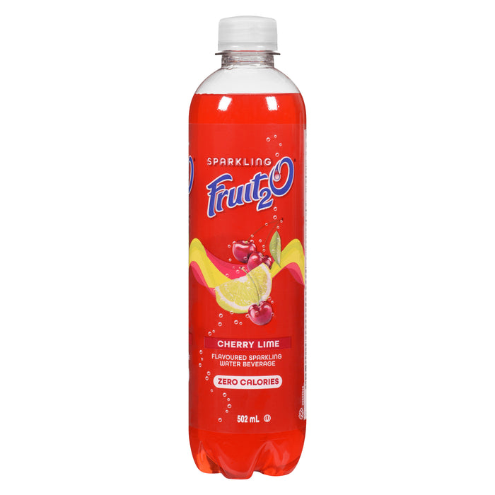Fruit₂O Flavoured Sparkling Water Beverage Cherry Lime, 502 ml
