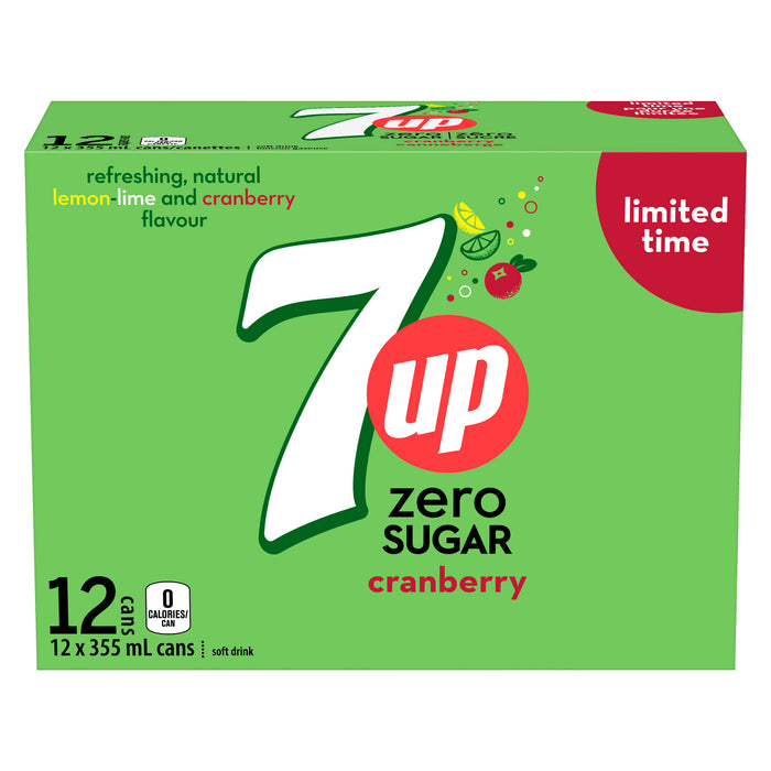7 Up Zéro Sucre Canneberge, emb. de 12