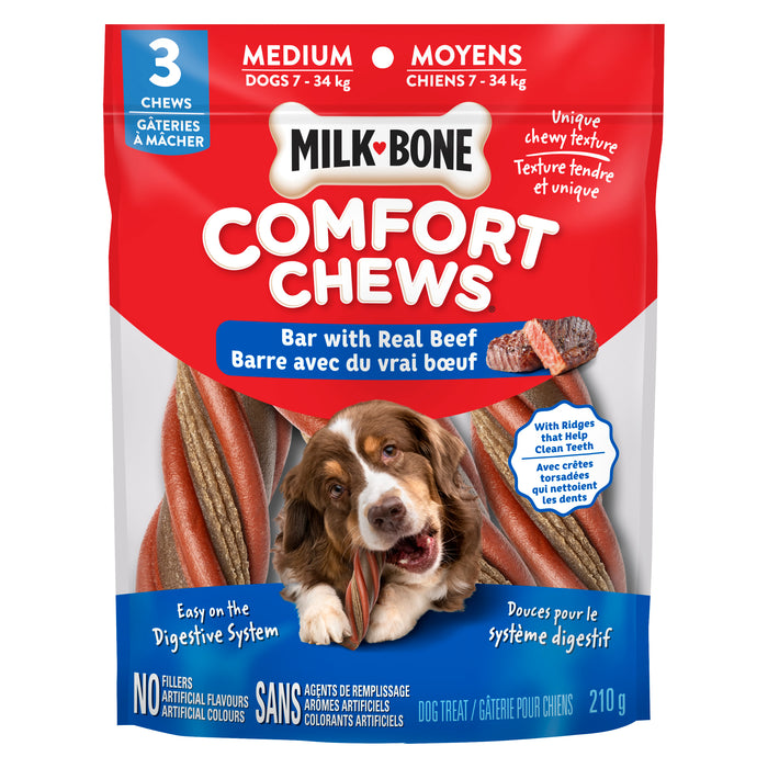Milk-Bone Comfort Chews Dog Treats Medium Bar, 3-Pack, 210 g