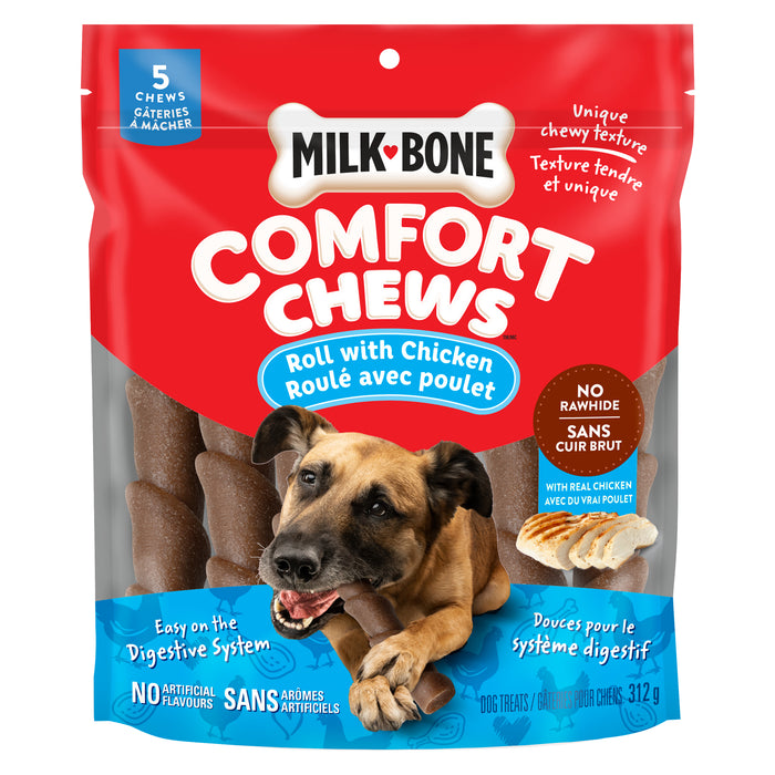 Milk-Bone Comfort Chews Dog Treats Roll with Chicken, 5-Pack, 312 g