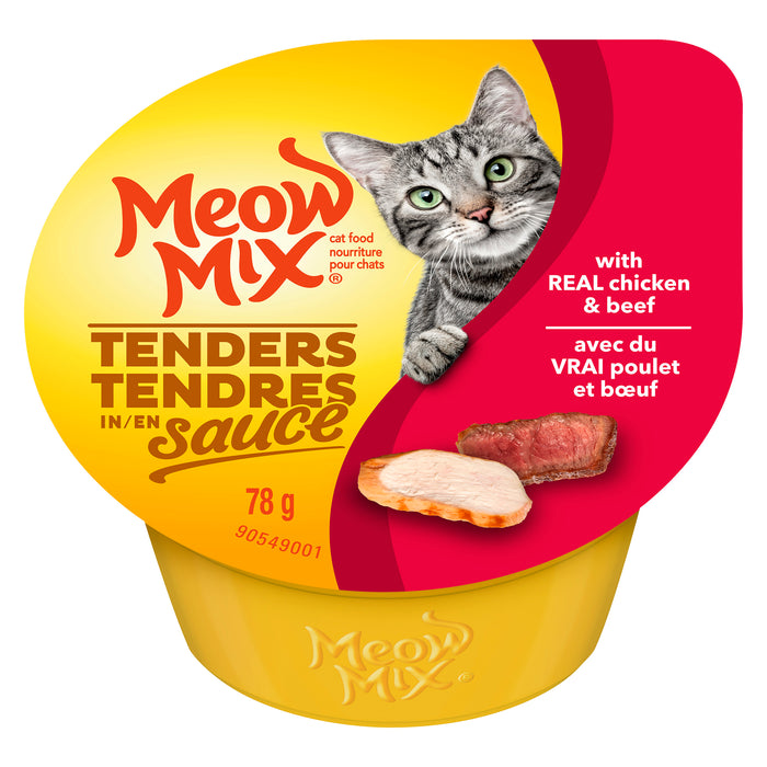 Meow Mix Cat Food Tenders in Sauce with Real Chicken & Beef, 78 g
