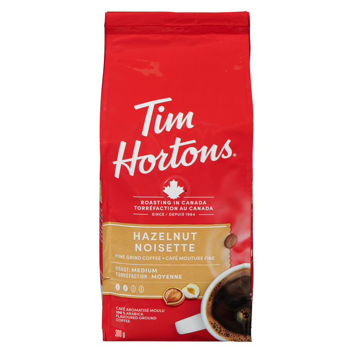Tim Hortons Hazelnut 100 % Arabica Flavoured Ground Coffee Fine Grind Coffee, 300-g