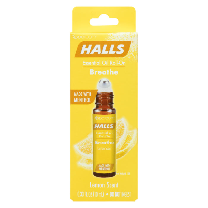 Halls Breathe Essential Oil Roll-On Lemon Scent, 10-ml