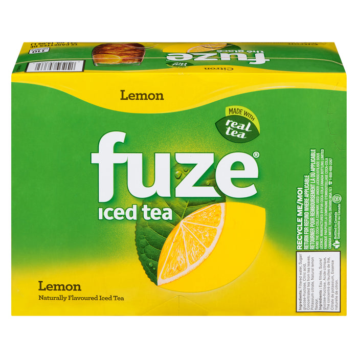 Fuze Naturally Flavoured Iced Tea Lemon, 12-Pack, 341 ml