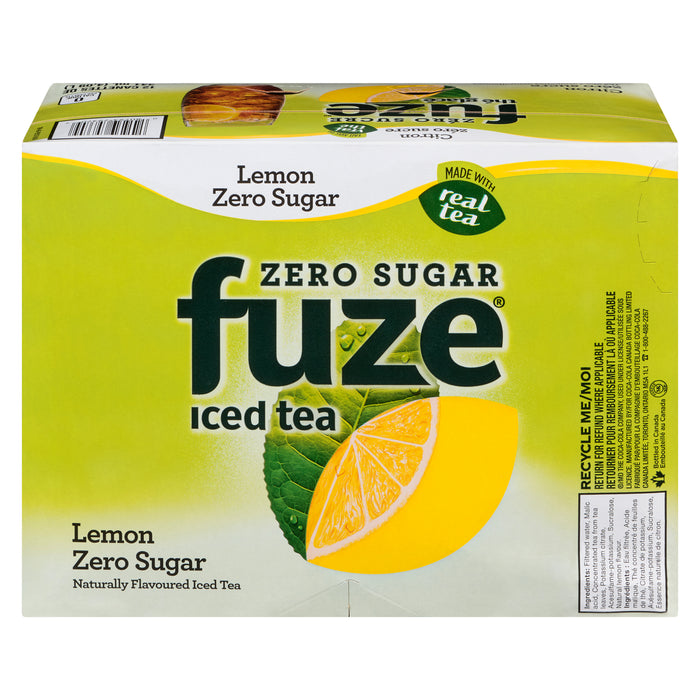 Fuze Naturally Flavoured Iced Tea Lemon Zero Sugar, 12-Pack, 341 ml