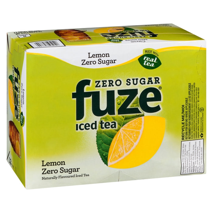 Fuze Naturally Flavoured Iced Tea Lemon Zero Sugar, 12-Pack, 341 ml