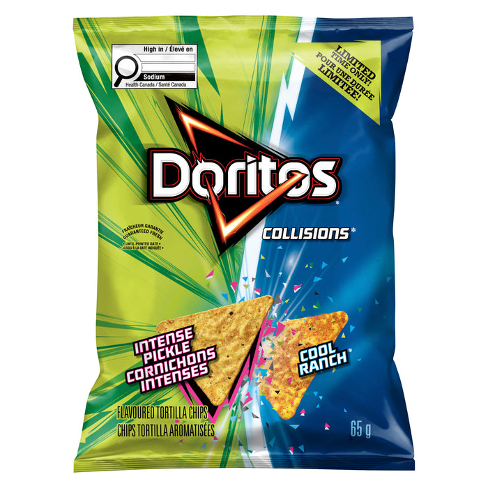 Doritos Collisions Intense Pickle and Cool Ranch Tortilla Chips, 65 g