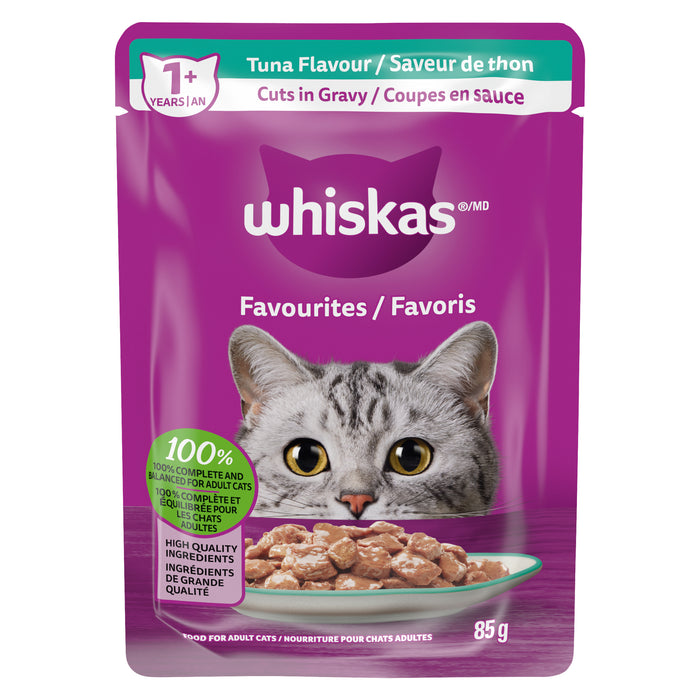 Whiskas Favourites Food for Adult Cats Tuna Flavour Cuts in Gravy, 85 g