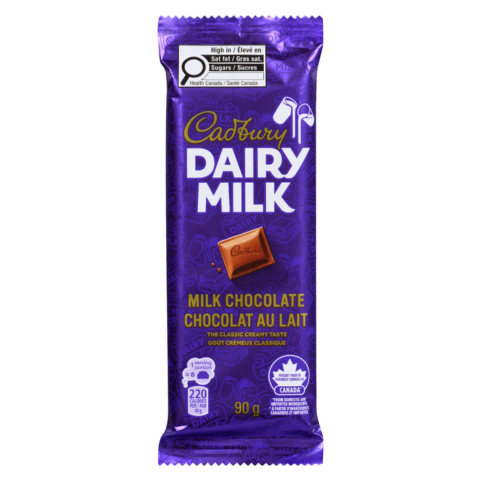 Cadbury Dairy Milk Chocolat au Lait, 90 g