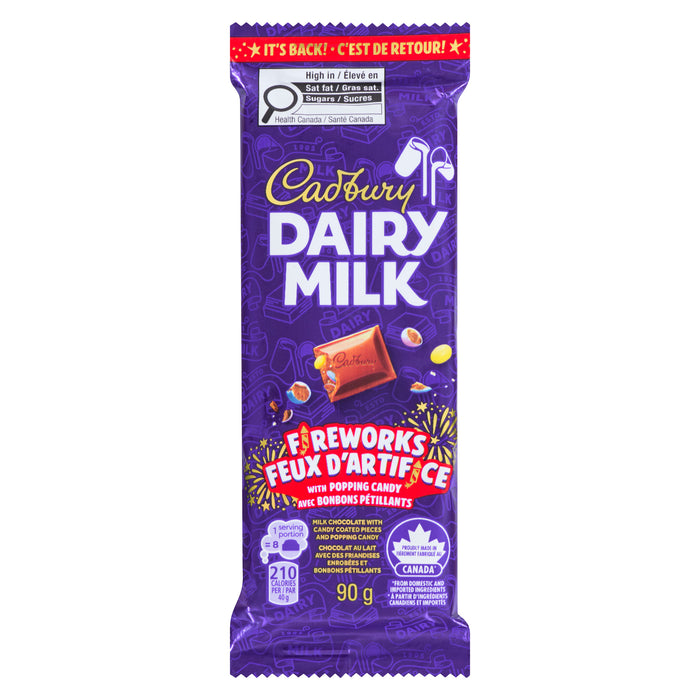 Cadbury Dairy Milk Chocolat au Lait Feux D'artifice, 90 g