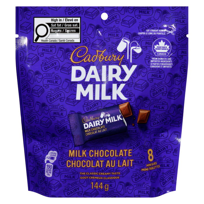 Cadbury Dairy Milk Chocolat au Lait, emb. de 8, 144 g