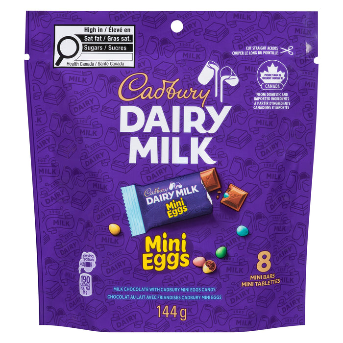 Cadbury Dairy Milk Chocolat au Lait avec Friandises Cadbury Mini Eggs, emb. de 8, 144 g