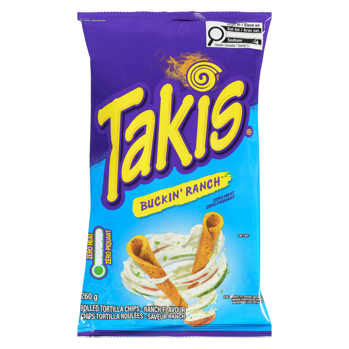 Takis Rolled Tortilla Chips Buckin' Ranch Flavour Non-Spicy, 260 g
