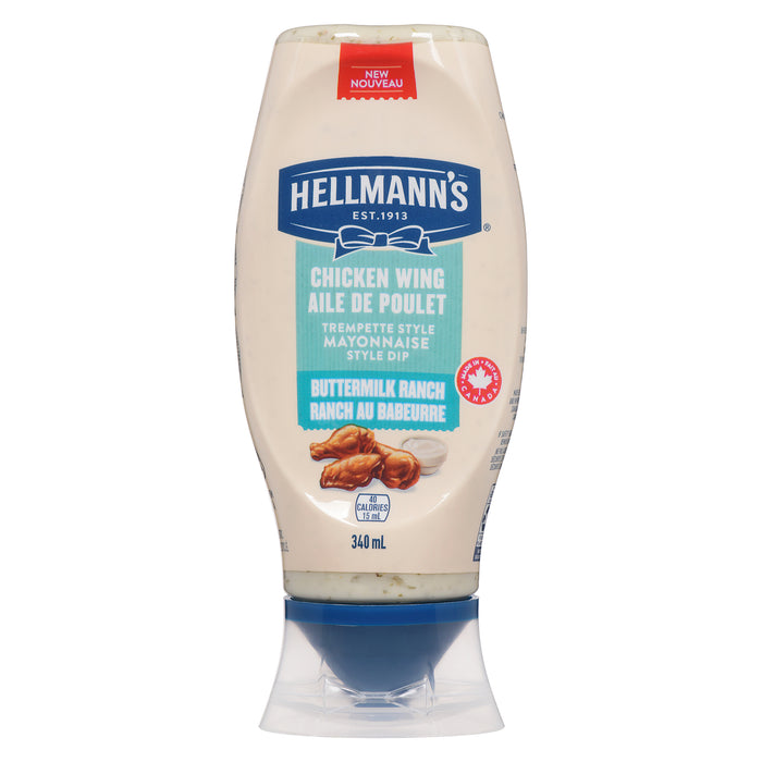 Hellmann's Mayonnaise Style Dip Chicken Wing Buttermilk Ranch, 340 ml