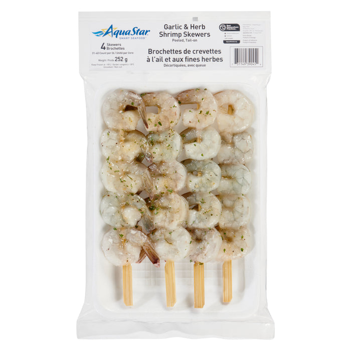 Aqua Star Garlic & Herb Shrimp Skewers Peeled, 4 Skewers, 252 g