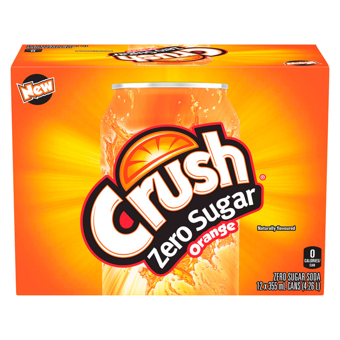 Crush Zero Sugar Soda Orange, 12-Pack, 355 ml