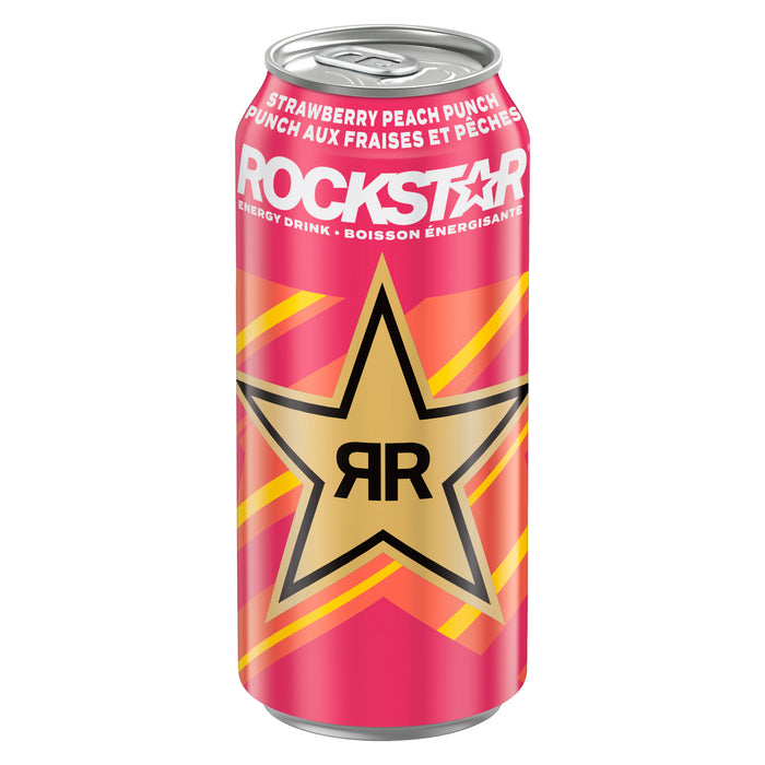 Rockstar Boisson Énergisante Punch aux Fraises et Pêches, 473 ml