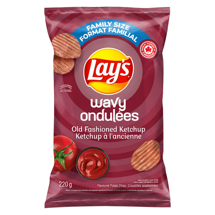 Lay's Wavy Old Fashioned Ketchup Potato Chips, 220 g