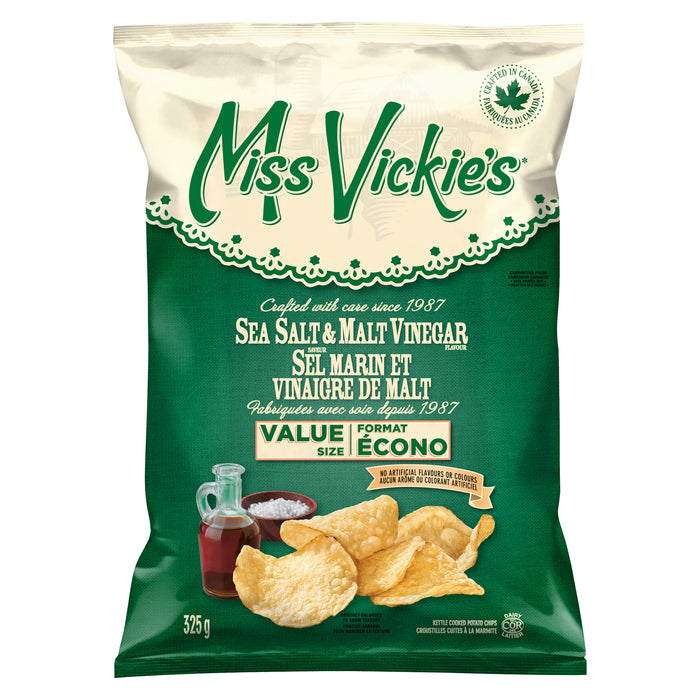 Miss Vickie's Sea Salt and Malt Vinegar Kettle Potato Chips, 325-g