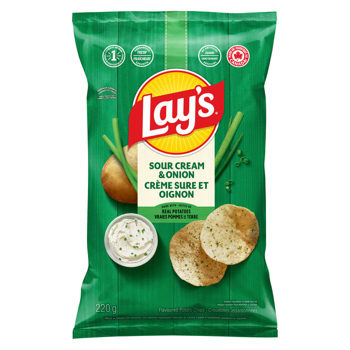 Lay's Sour Cream & Onion Chips, 220 g