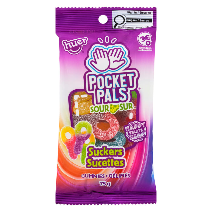Huer Pocket Pals Gummies Sour Suckers, 75 g