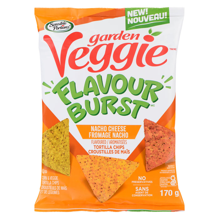 Sensible Portions Garden Veggie Flavour Burst Croustilles de Maïs et de Légumes Fromage Nacho, 170 g