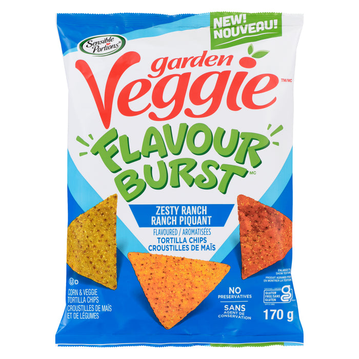 Sensible Portions Garden Veggie Flavour Burst Croustilles de Maïs et de Légumes Ranch Piquant, 170 g